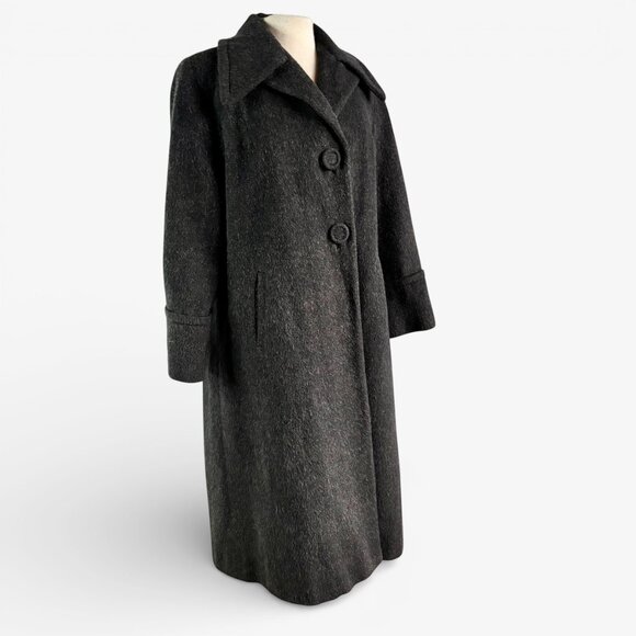 1950s Midcentury Gray Wool Coat M/L - Picture 4 of 10